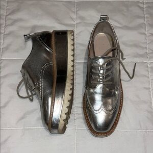 Zara Metallic Silver Oxford Shoes